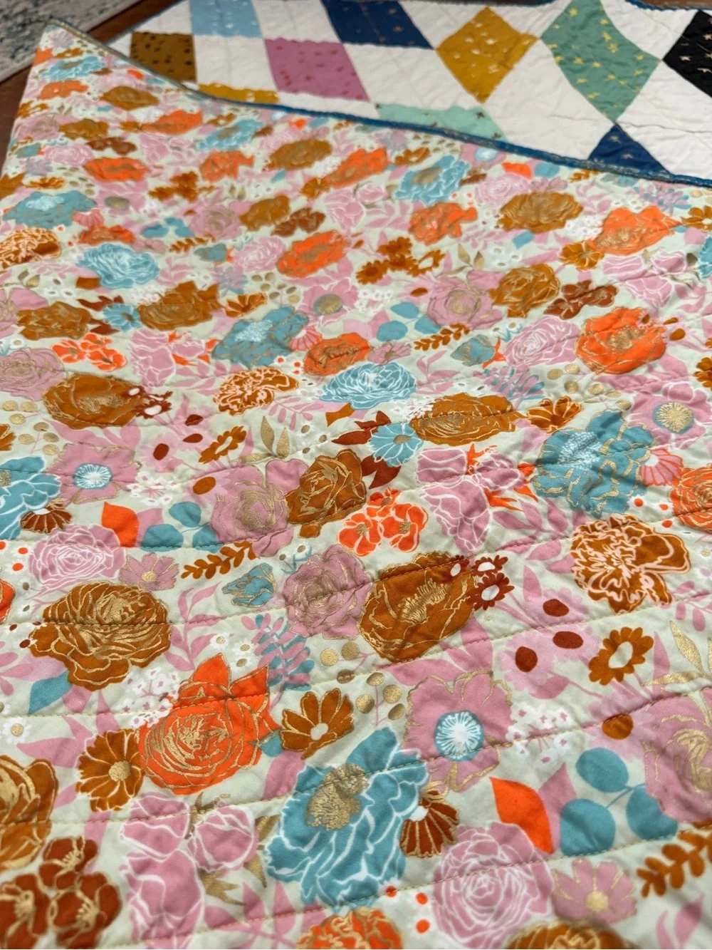New Handmade Modern Baby Quilt - Ruby Star Society & Kona Cotton